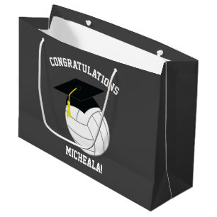 Volleyball Graduation Sports Grey Large Gift Bag