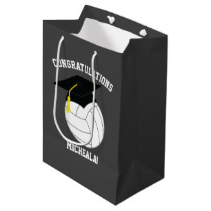 Volleyball Graduation Sports Grey Medium Gift Bag