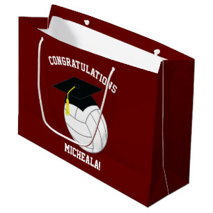 Volleyball Graduation Sports Maroon Large Gift Bag