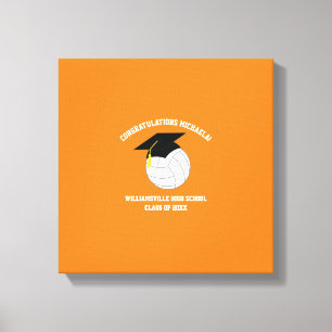 Volleyball Graduation Sports Orange Canvas Print