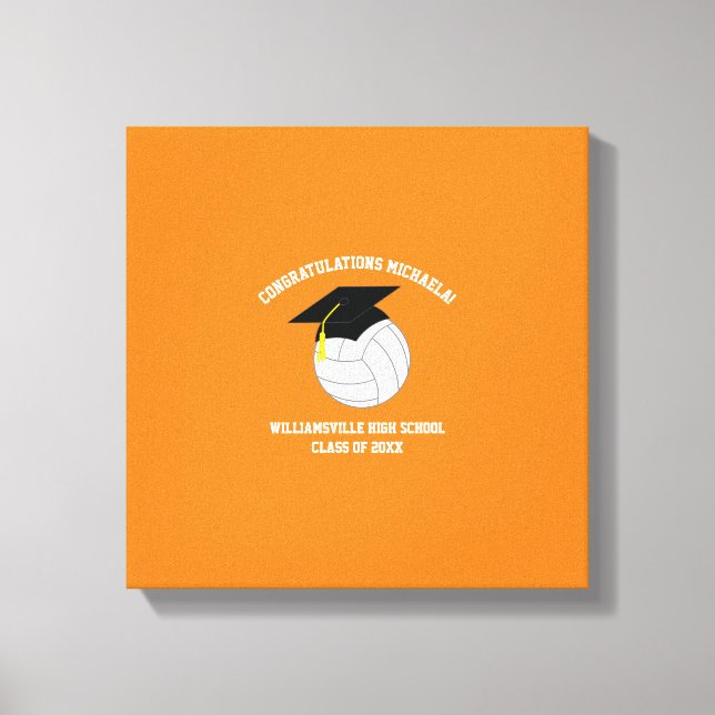 Volleyball Graduation Sports Orange Canvas Print (Front)