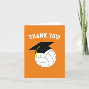 Volleyball Graduation Sports Orange Thank You Card
