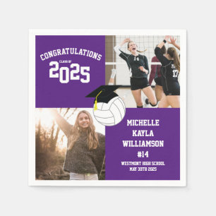 Volleyball Graduation Sports Purple Napkin