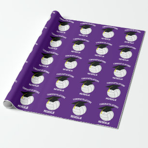 Volleyball Graduation Sports Purple Wrapping Paper