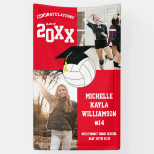 Volleyball Graduation Sports Red Banner