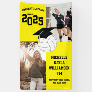 Volleyball Graduation Sports Yellow Banner