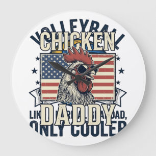 Volleyball Grandad Vintage Funny Shirt Design_1 Large Clock