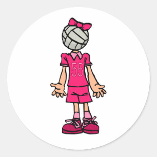 Volleyball Head Classic Round Sticker