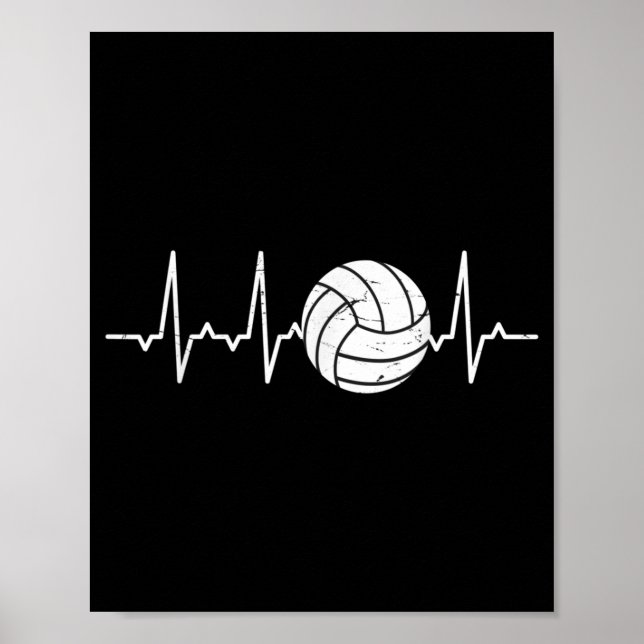 Volleyball Heartbeat Cute Fun  Poster (Front)