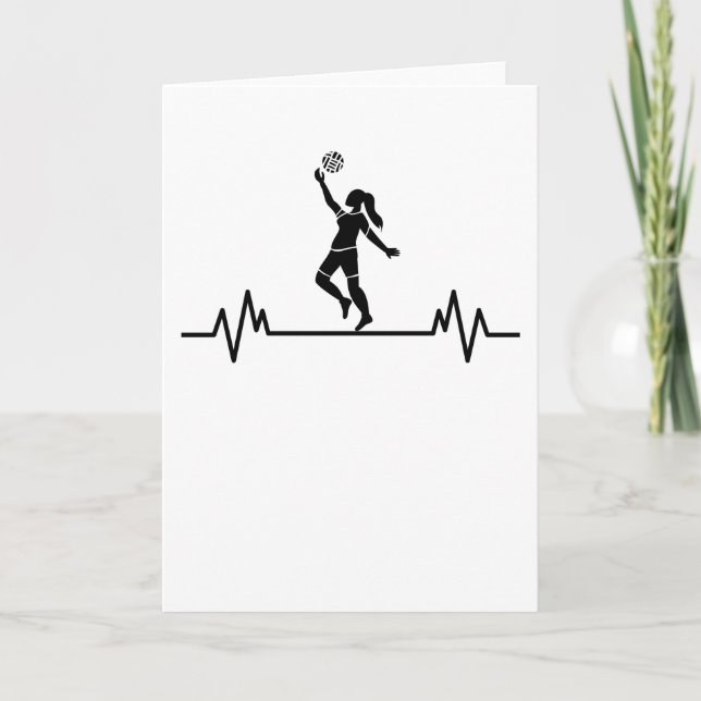 Volleyball Heartbeat Funny Volleyball Sport Gift Card (Front)