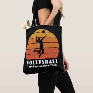 Volleyball Hobby Retro Sunset Personalise Tote Bag