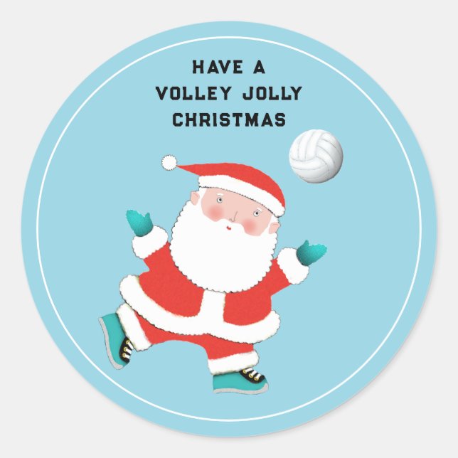 Volleyball Holiday  Classic Round Sticker (Front)