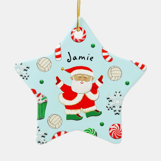 Volleyball Holiday Gift Ceramic Tree Decoration (Front)