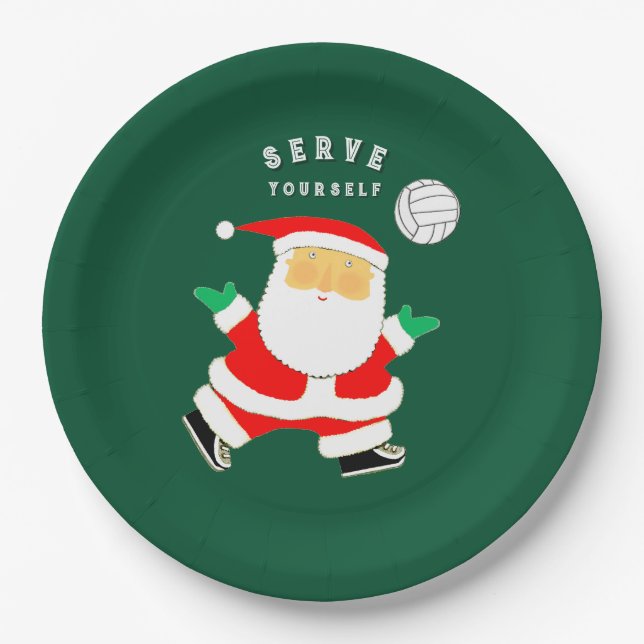 Volleyball Holiday Party Paper Plate (Front)