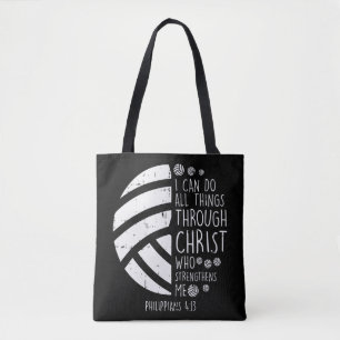 Volleyball i can do things Bible Verse God Jesus G Tote Bag