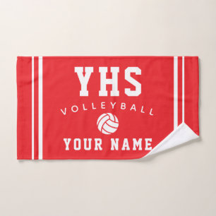 Volleyball Icon, Custom Name & School, Team Gift H Hand Towel