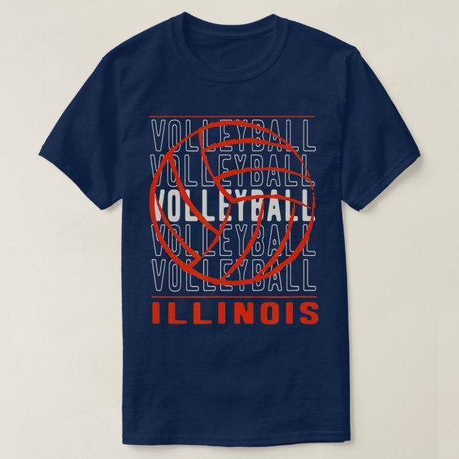 Volleyball Illinois  T-Shirt (Design Front)