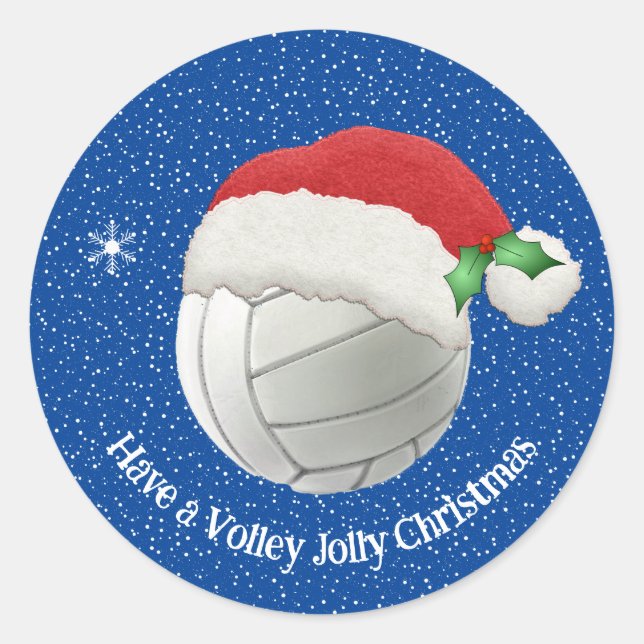 Volleyball in a Santa Hat Design Sticker (Front)