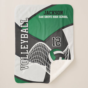 Volleyball 🏐 in Black, Green and White Sherpa Blanket