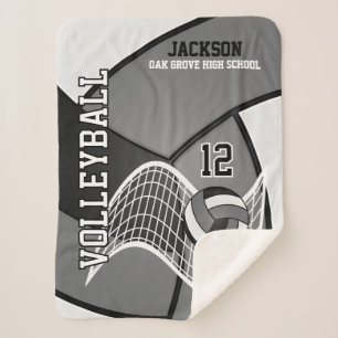 Volleyball 🏐 in Black, Grey and White Sherpa Blanket