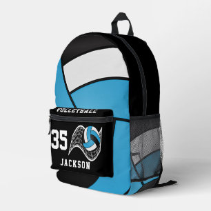 Volleyball in Blue, White and Black Printed Backpack