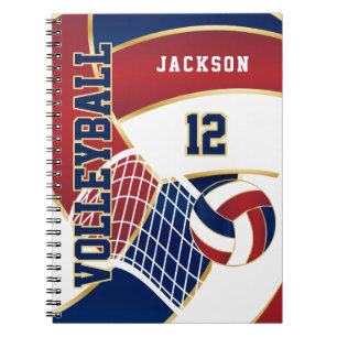 Volleyball in Navy, Red and White Notebook