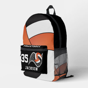 Volleyball in Orange, White and Black  Printed Backpack