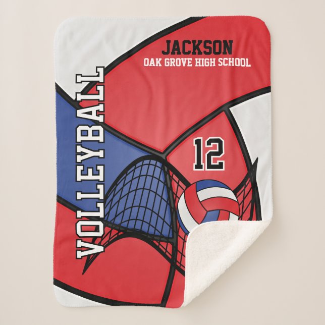 Volleyball 🏐 in Red, White and Blue Sherpa Blanket (Front)
