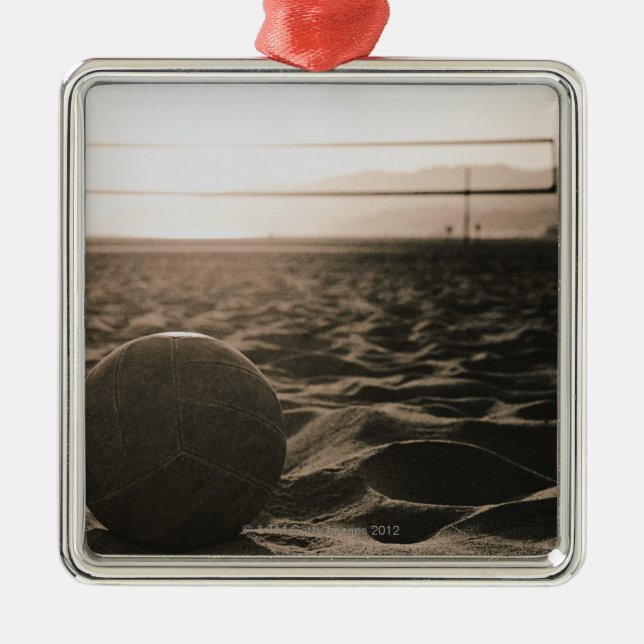 Volleyball in the Sand Metal Tree Decoration (Front)