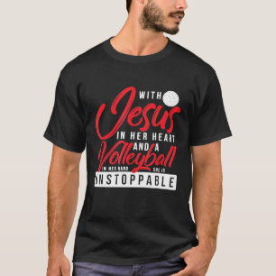 Volleyball Jesus Christian Heart Sports Girl T-Shirt