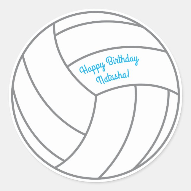 Volleyball Kids Birthday Party Sports Classic Round Sticker (Front)