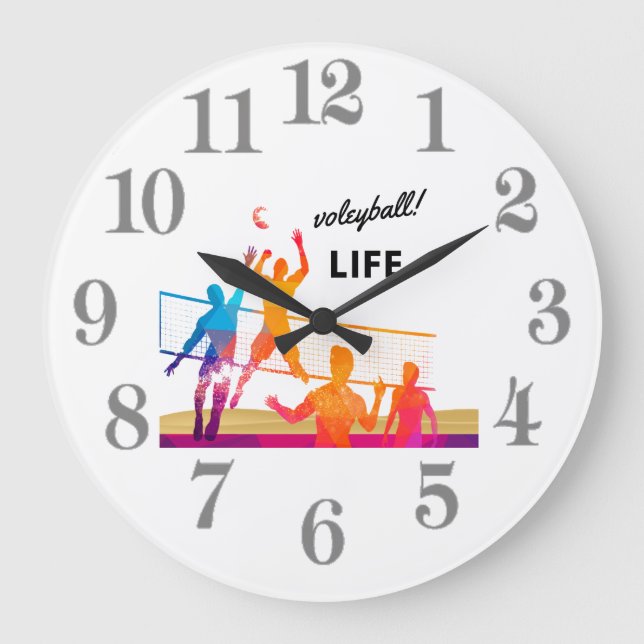 Volleyball Laife  Large Clock (Front)