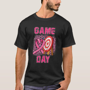 Volleyball Leopard Flower Ribbon Breast Cancer Awa T-Shirt