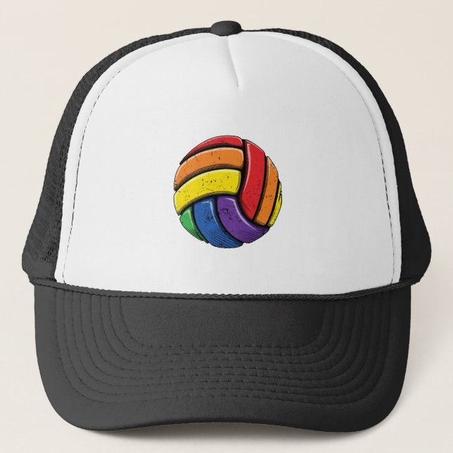 Volleyball LGBT Gay Pride Shirt for Men Women Boys Trucker Hat (Front)