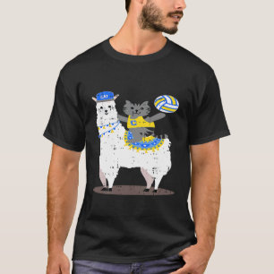 Volleyball Llama Cat Cool Cute Birthday Idea Outf T-Shirt