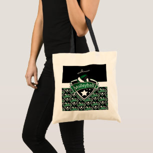 Volleyball Logo in Dark Green Tote Bag