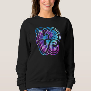 Volleyball LOVE Blue Purple Tie Dye Style Letterin Sweatshirt