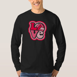Volleyball Love for Teens & Women Pink & Red Desig T-Shirt