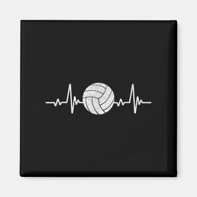 Volleyball Lover Heartbeat Vintage Retro Volleybal Magnet (Front)