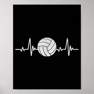 Volleyball Lover Heartbeat Vintage Retro Volleybal Poster