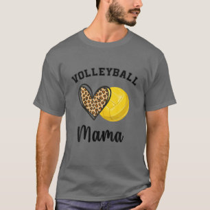 Volleyball Mama Leopard Heart Sports Players Mothe T-Shirt