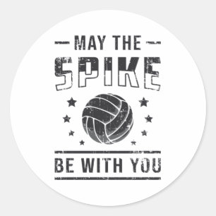 Volleyball May The Spike Be With You Retro Gift Classic Round Sticker
