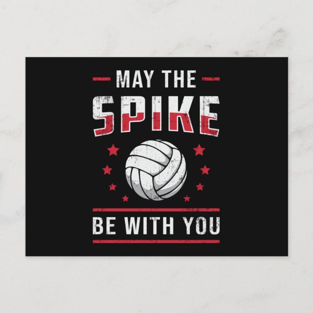 Volleyball May The Spike Be With You Retro Player Postcard (Front)