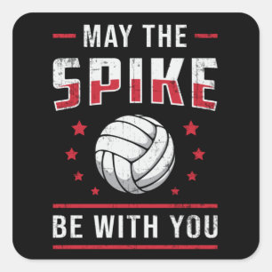 Volleyball May The Spike Be With You Retro Player Square Sticker