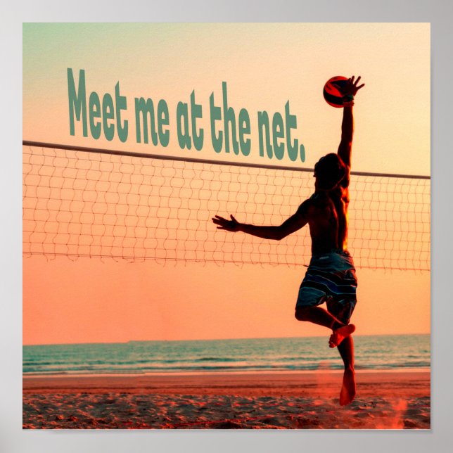 Volleyball Meet me At The Net Poster (Front)