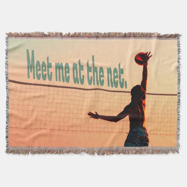 Volleyball Meet me At The Net Throw Blanket (Front)