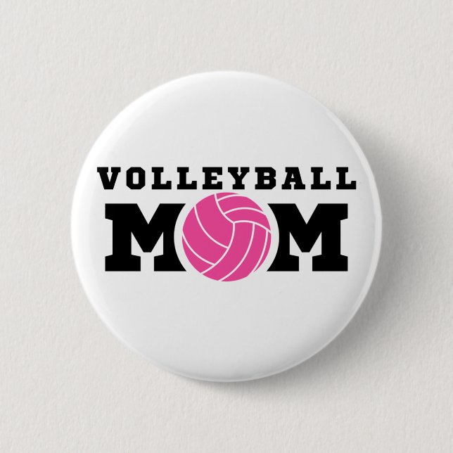 VOLLEYBALL MOM  6 CM ROUND BADGE (Front)
