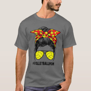 Volleyball Mom Funny Messy Bun Bandana Mom Volleyb T-Shirt