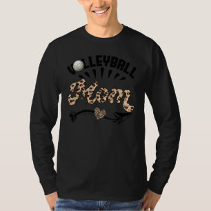 Volleyball Mom Leopard  Ball Mom Mother's Day T-Shirt