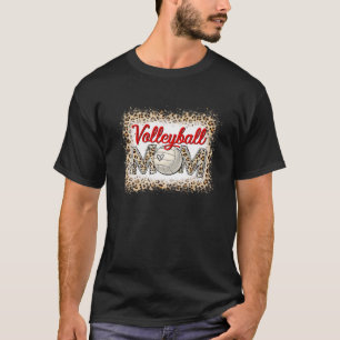 Volleyball Mom Leopard Funny Sport Ball Mom Mother T-Shirt